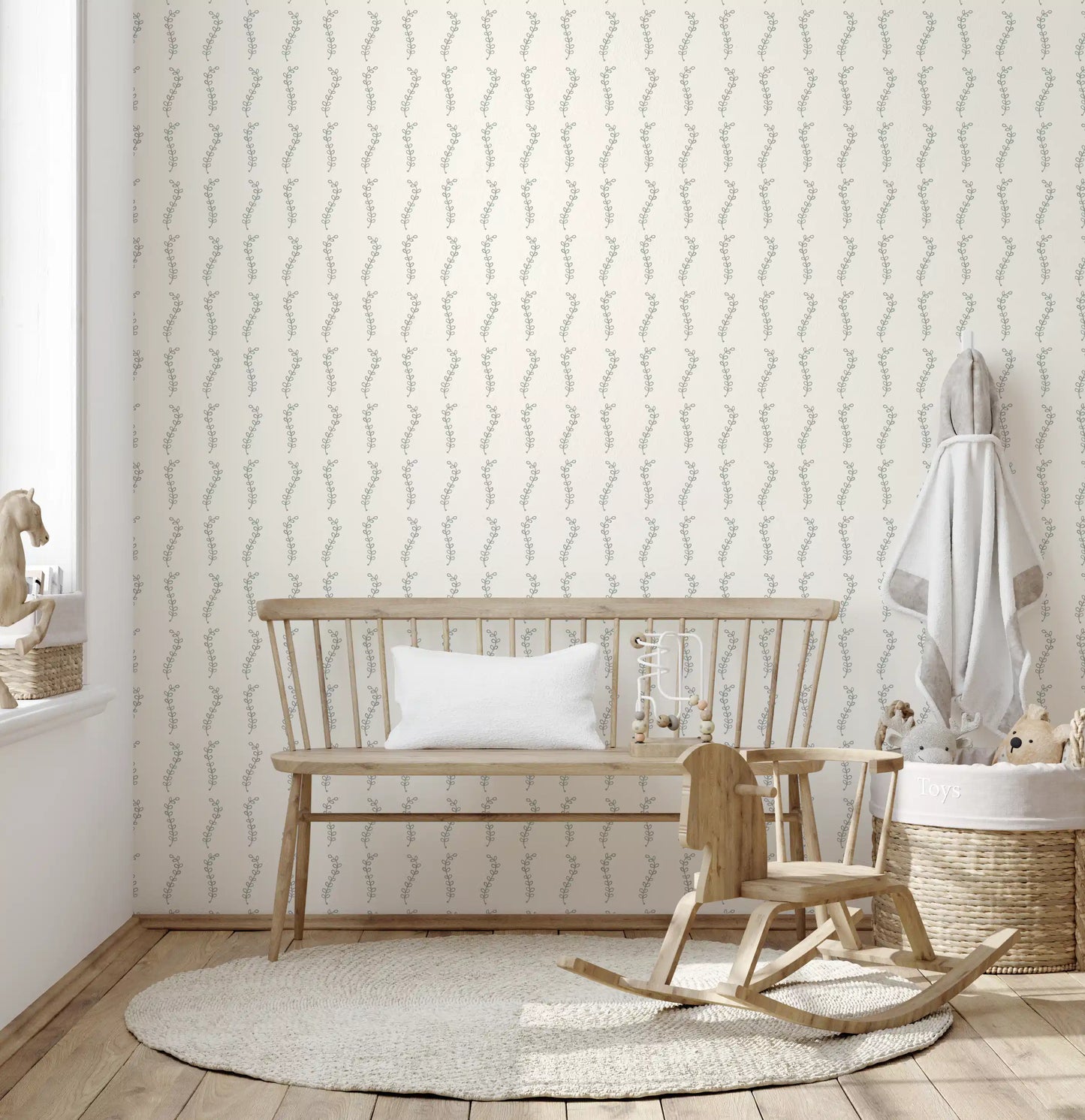 Minimalist Sage Leaf Sprigs Wallpaper⁠