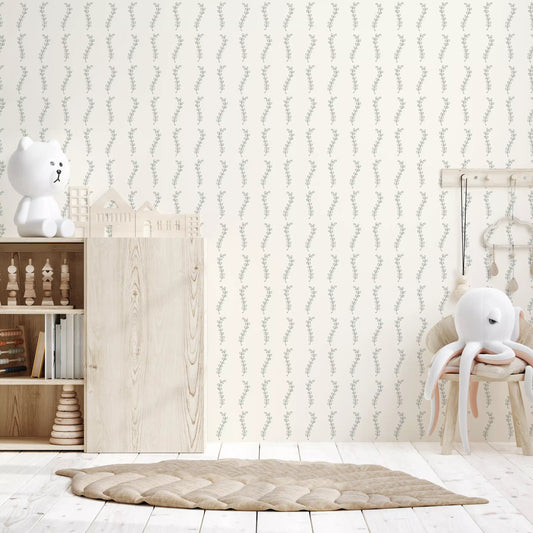 Minimalist Sage Leaf Sprigs Wallpaper⁠