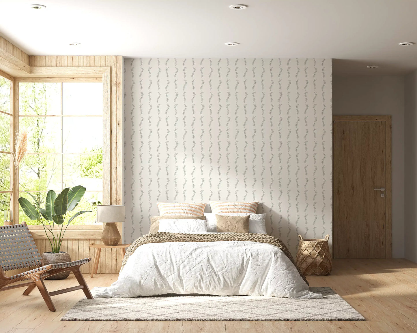 Minimalist Sage Leaf Sprigs Wallpaper⁠