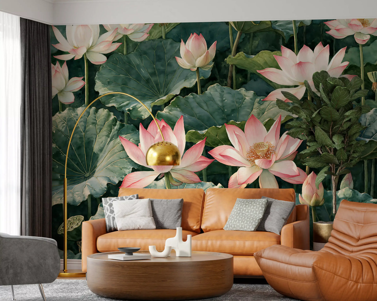Botanische Wandtapete „Ruhiger Lotusteich“