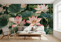 Botanische Wandtapete „Ruhiger Lotusteich“