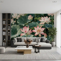 Botanische Wandtapete „Ruhiger Lotusteich“