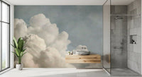 Verträumtes Wandbild mit gemalten Wolken