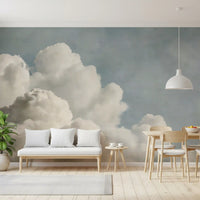 Verträumtes Wandbild mit gemalten Wolken
