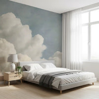 Verträumtes Wandbild mit gemalten Wolken