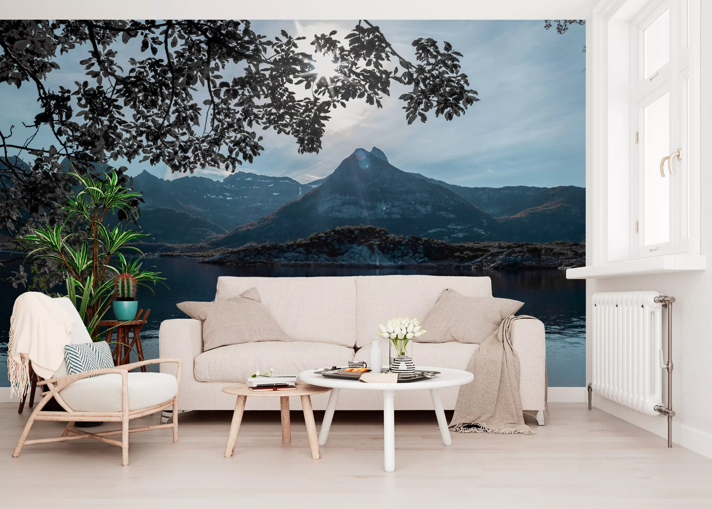 Arktische, sonnenbeschienene alpine Reflexion – Wandbild