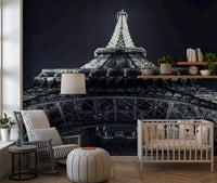 Papier peint panoramique mural représentant une silhouette géométrique industrielle en ferronnerie
