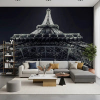 Papier peint panoramique mural représentant une silhouette géométrique industrielle en ferronnerie