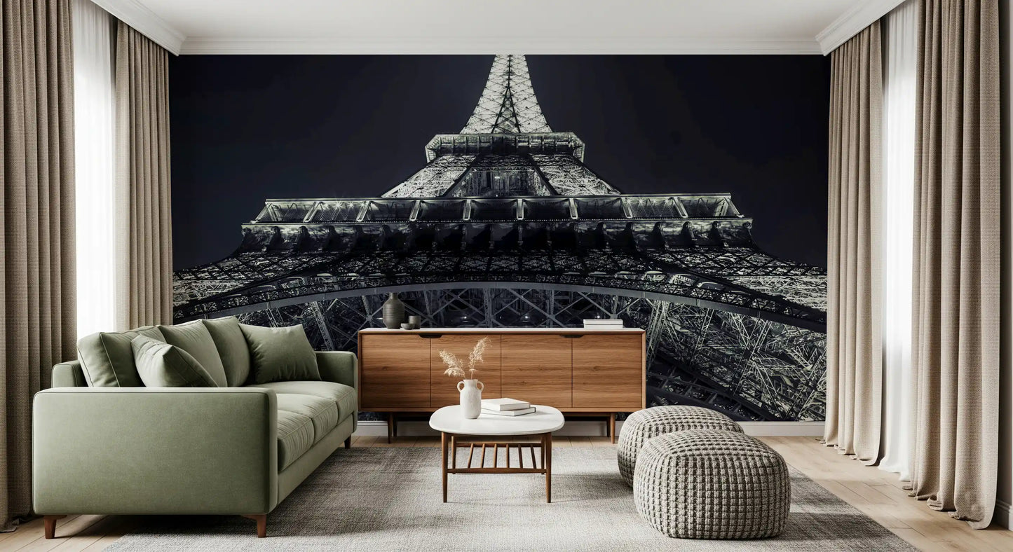 Papier peint panoramique mural représentant une silhouette géométrique industrielle en ferronnerie