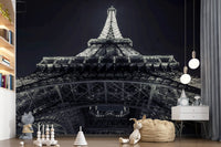 Papier peint panoramique mural représentant une silhouette géométrique industrielle en ferronnerie