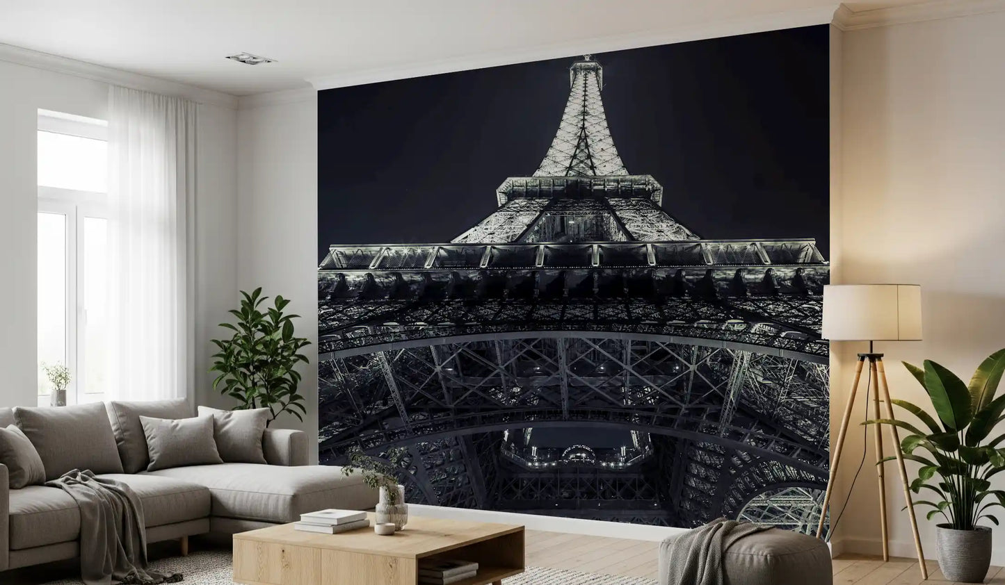 Papier peint panoramique mural représentant une silhouette géométrique industrielle en ferronnerie