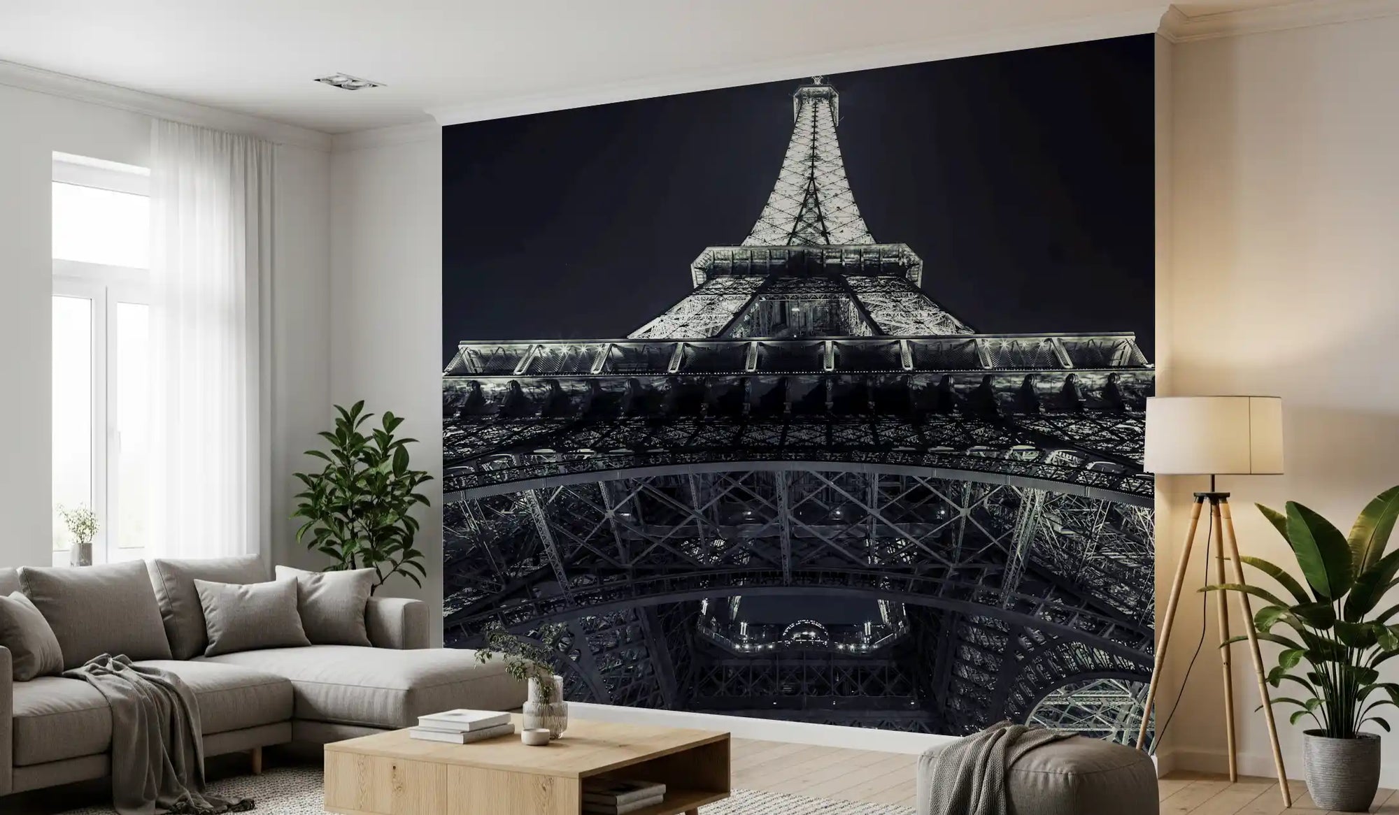 Industriële geometrische wandmuurschildering met silhouet van smeedijzer