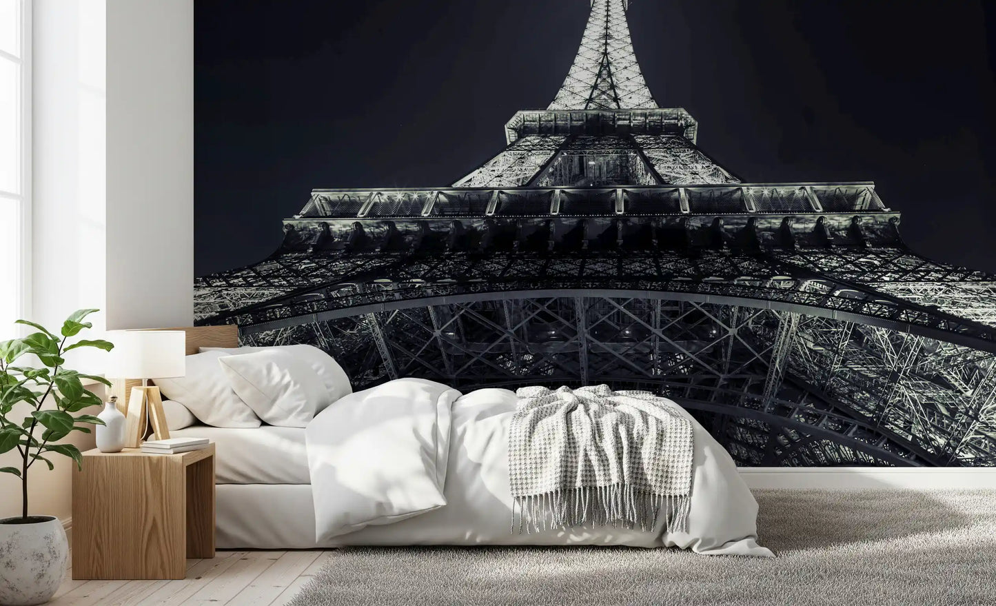 Papier peint panoramique mural représentant une silhouette géométrique industrielle en ferronnerie