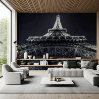 Papier peint panoramique mural représentant une silhouette géométrique industrielle en ferronnerie