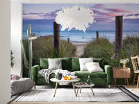 Wandbild mit Küstengräsern und Meereslandschaft