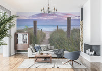 Wandbild mit Küstengräsern und Meereslandschaft
