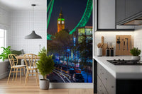 Neon-urbane Verkehrsnachtlandschaft-Wandtapete