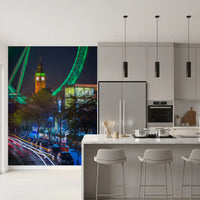 Neon-urbane Verkehrsnachtlandschaft-Wandtapete