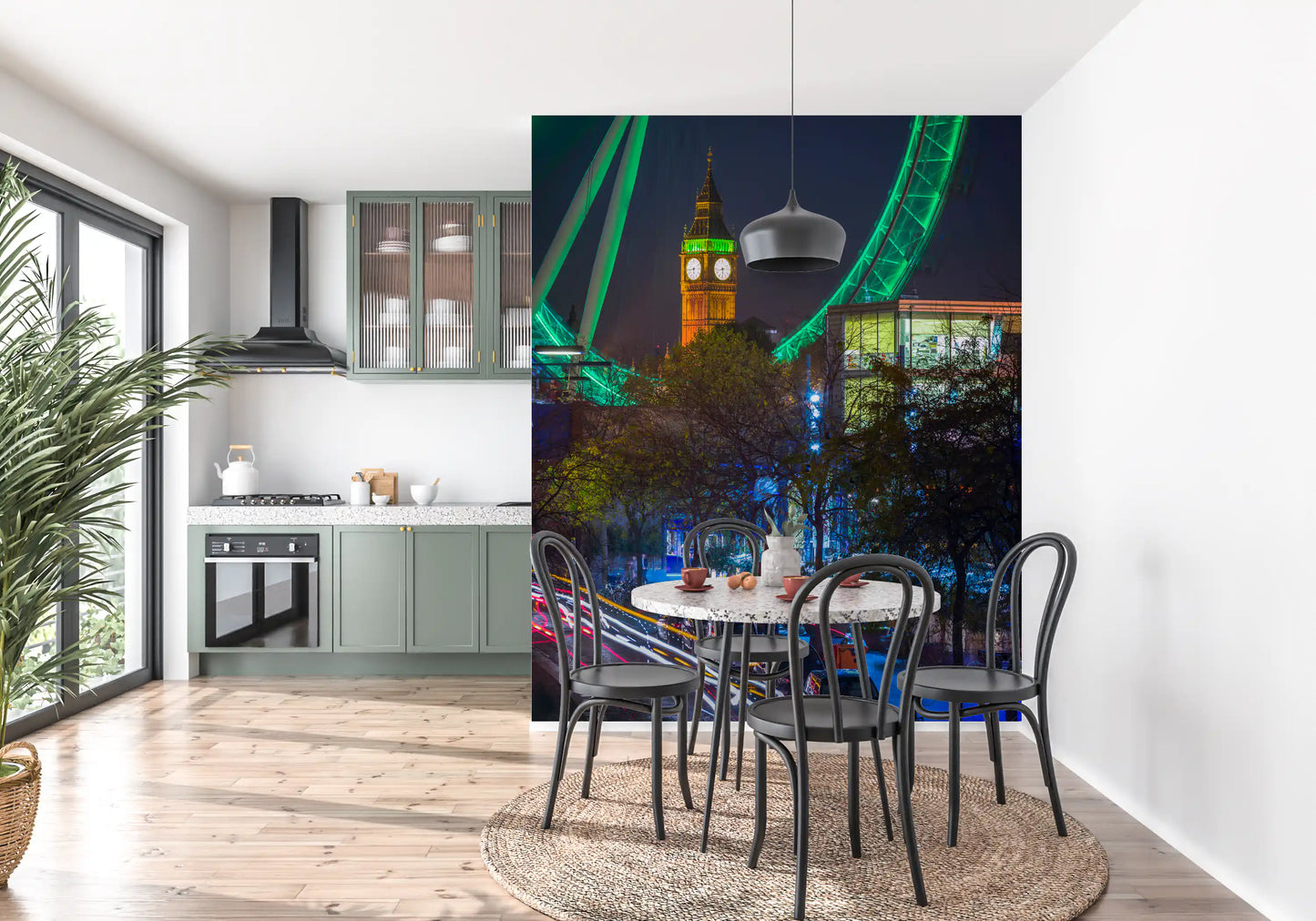 Neon-urbane Verkehrsnachtlandschaft-Wandtapete