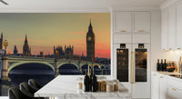 Wandgemälde „Silhouette des Sonnenuntergangs an der Westminster Bridge“
