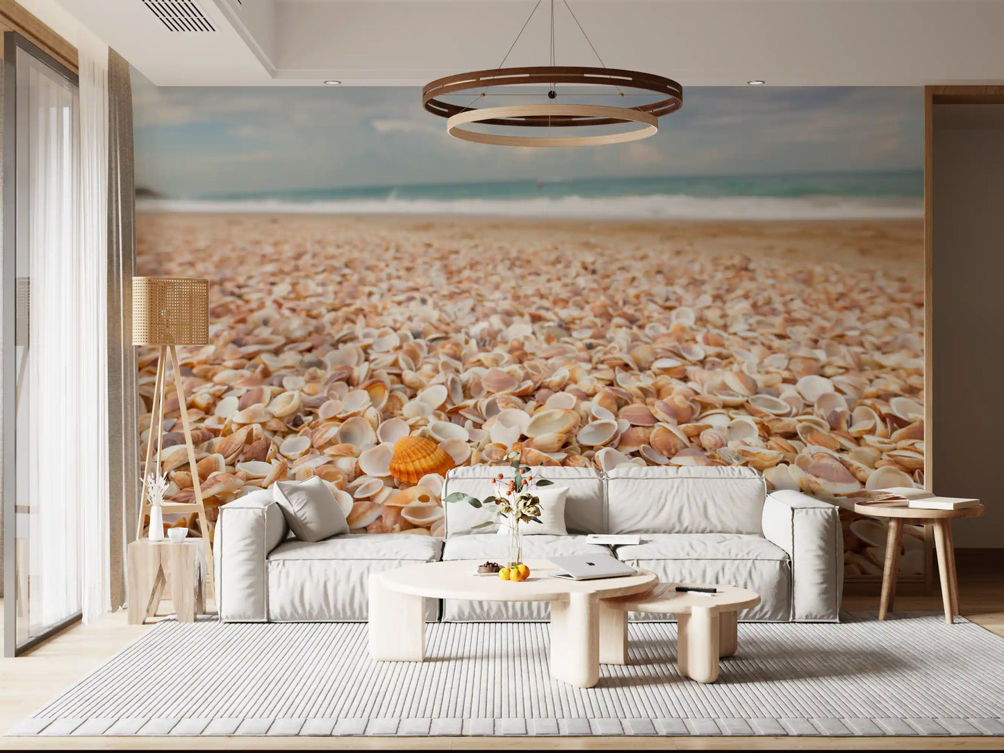 Fresque murale « Coquillages baignés de soleil » pour chambre à coucher