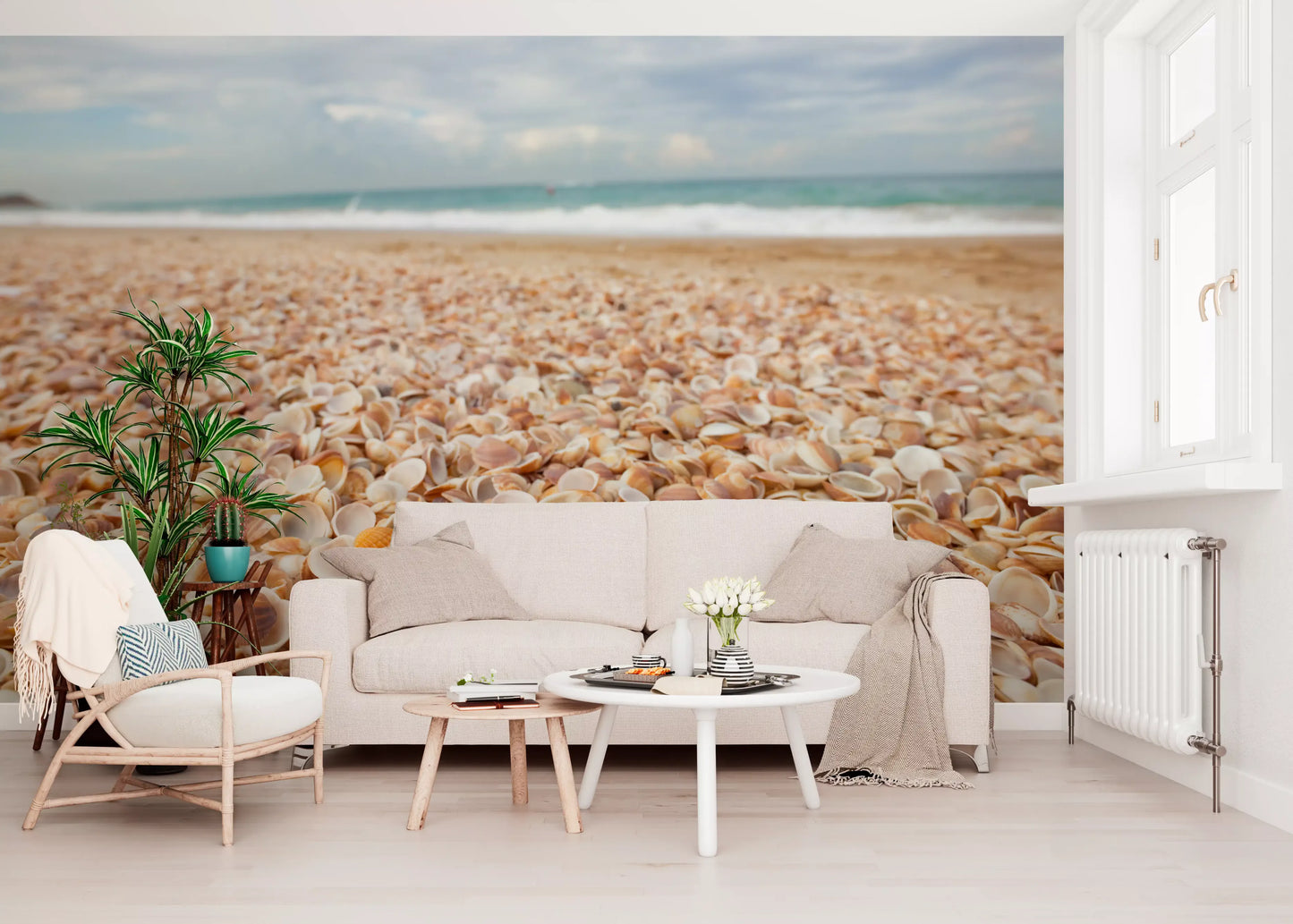 Fresque murale « Coquillages baignés de soleil » pour chambre à coucher