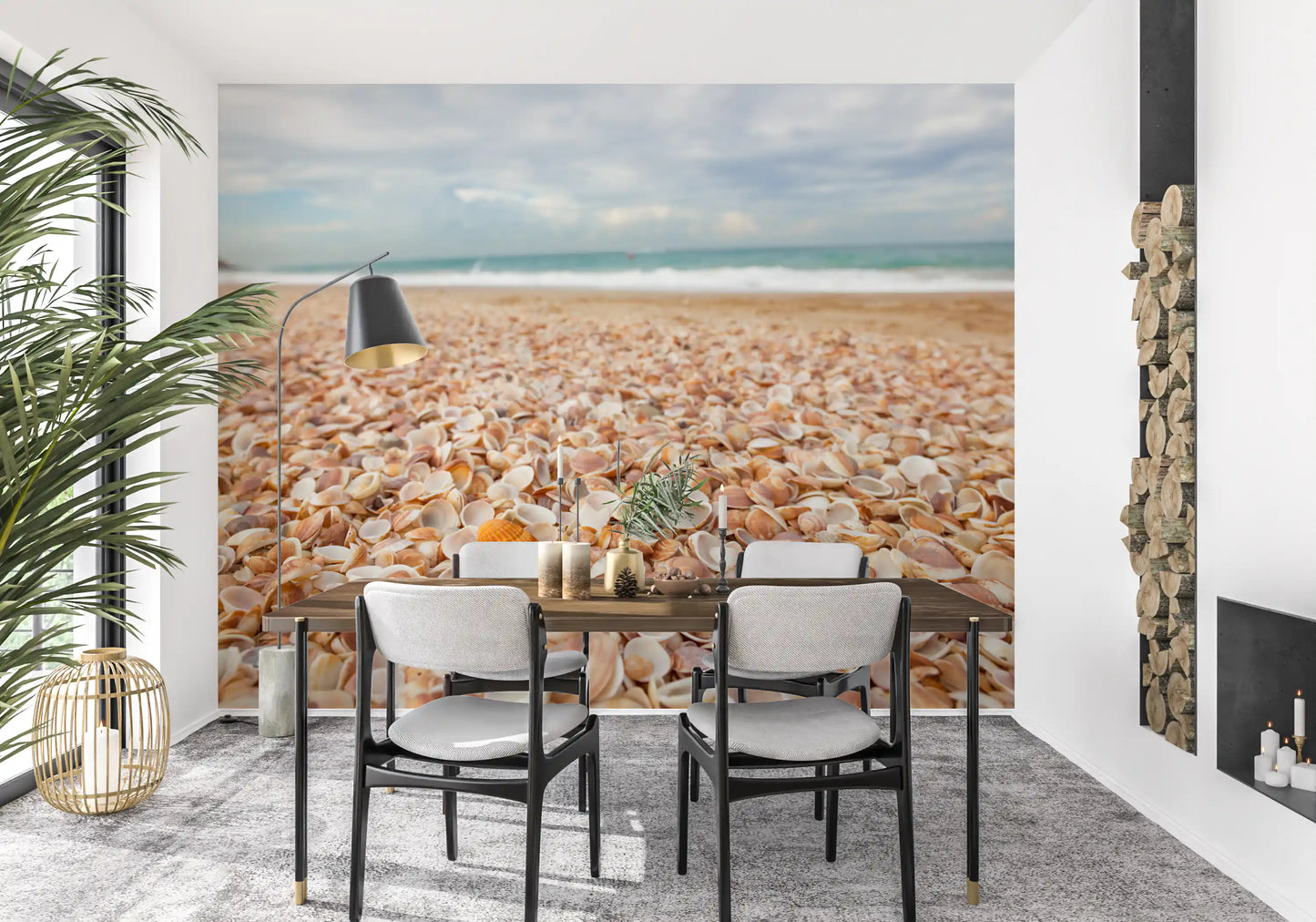 Fresque murale « Coquillages baignés de soleil » pour chambre à coucher