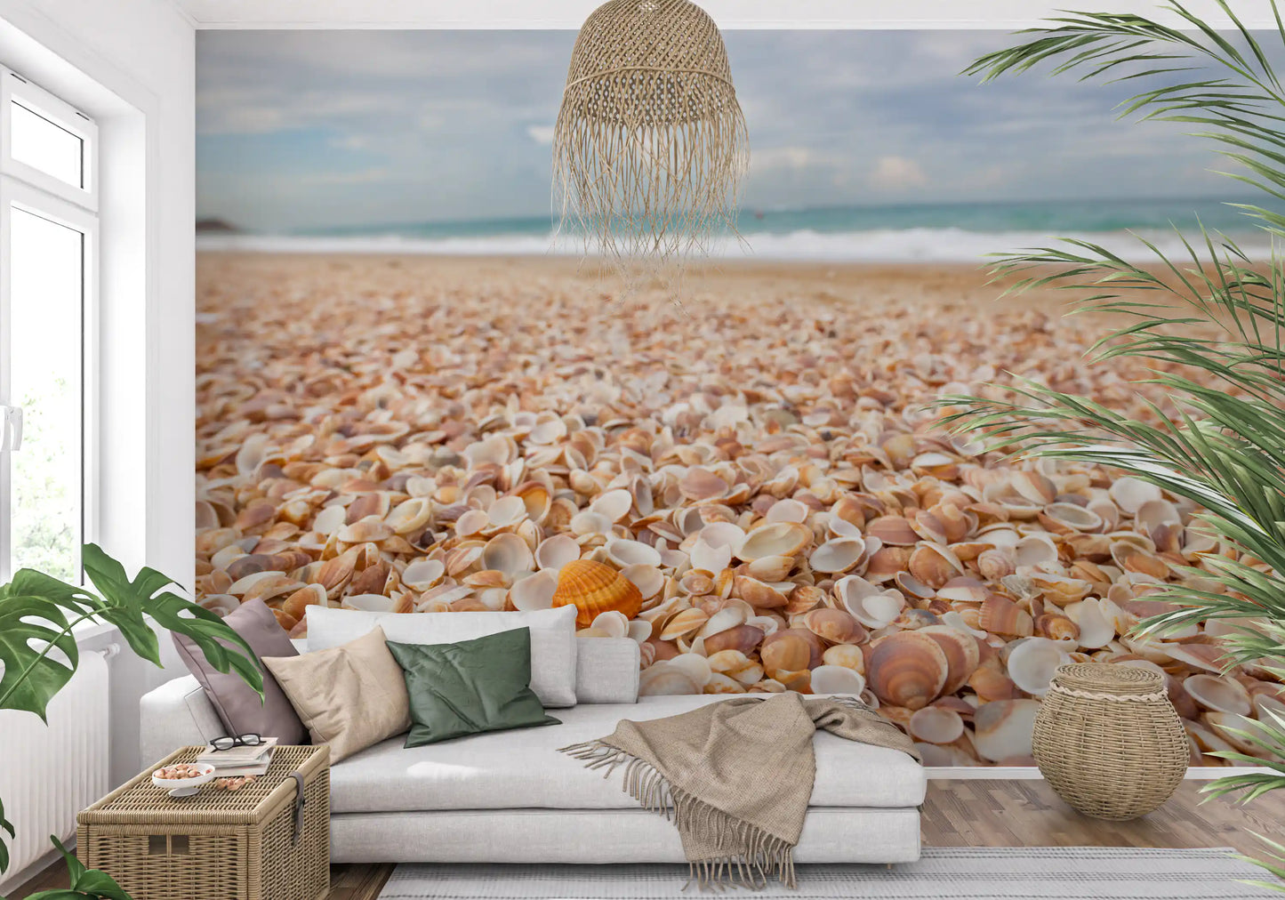 Fresque murale « Coquillages baignés de soleil » pour chambre à coucher