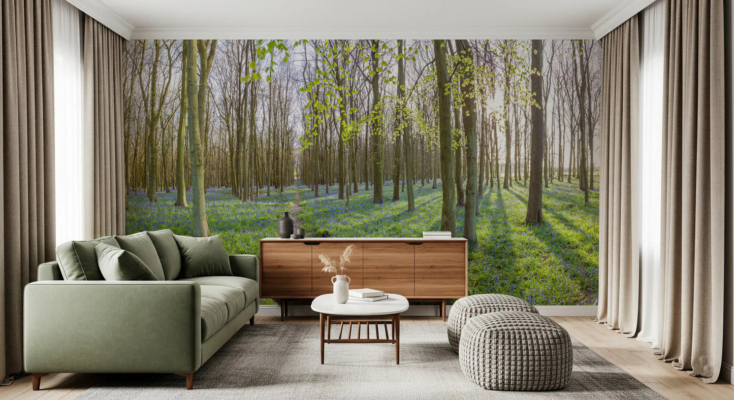Springtime Woodland Canopy and Blooms Wall Mural