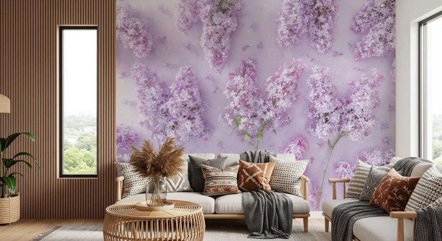 Springtime Lilac Petal Clusters Wall Mural