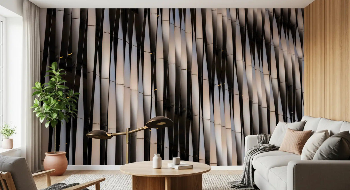 Abstract Geometric Steel Curves Wall Mural