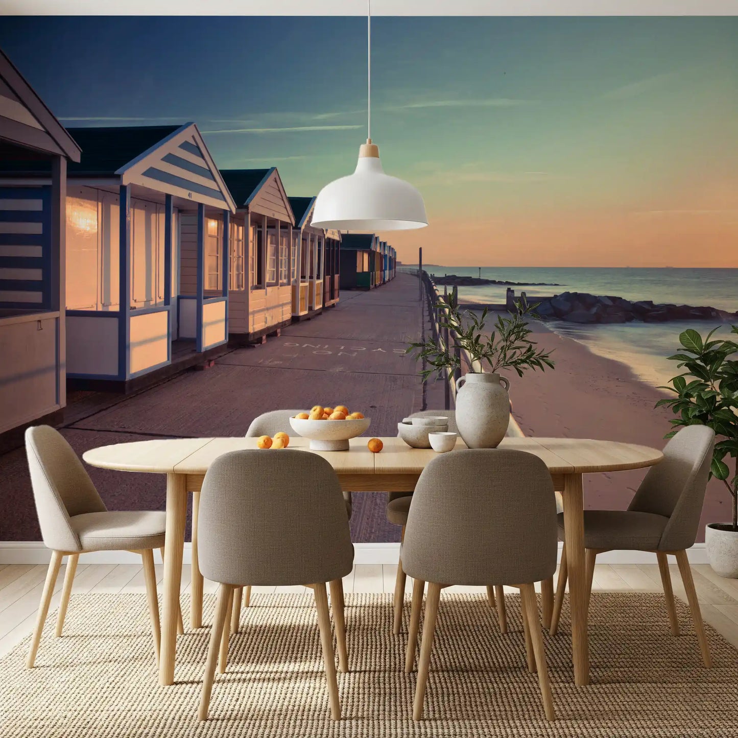 Wandbild „Blick auf die Promenade im Sonnenaufgang“