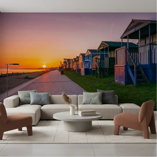 Quiet lounge opens onto a coastal path in this wall mural GD12817
