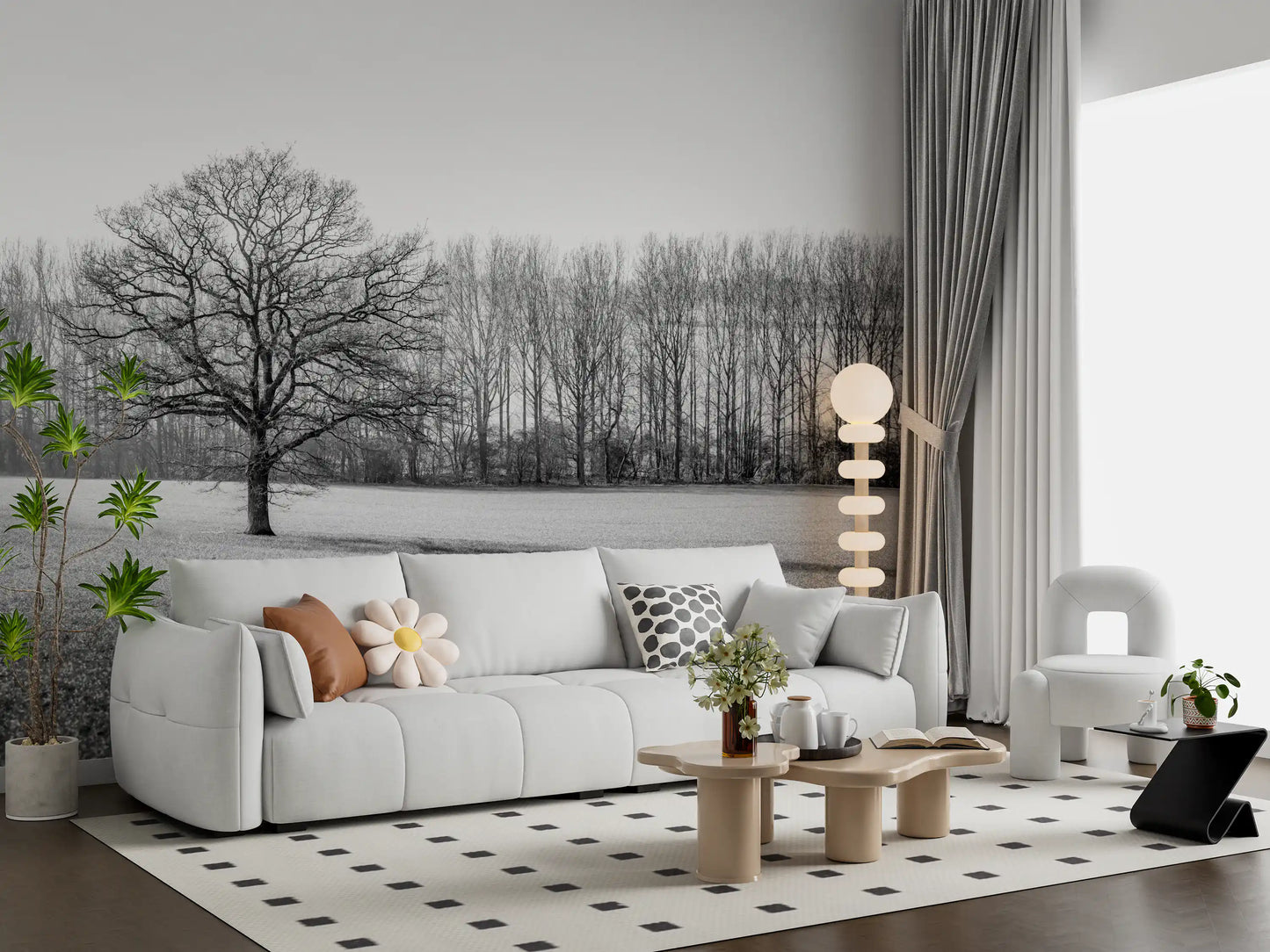 Wandbild „Morgenstimmung auf der nebligen Wiese“