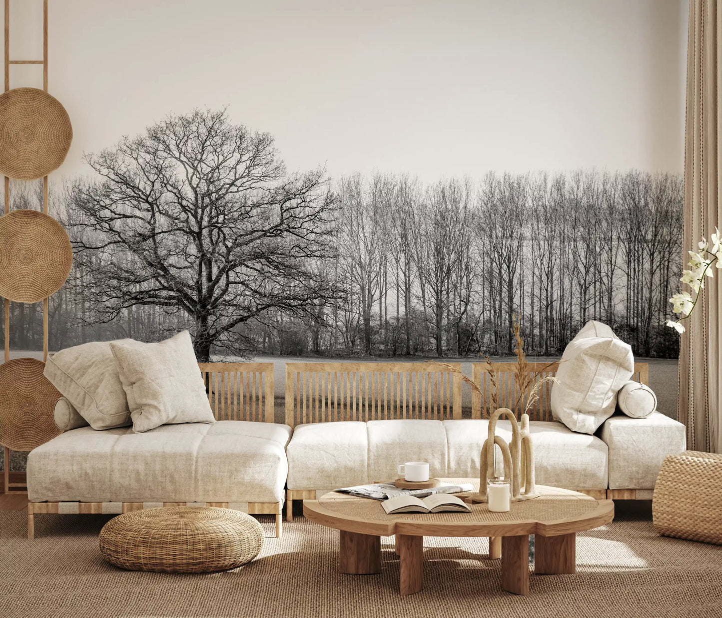Wandbild „Morgenstimmung auf der nebligen Wiese“