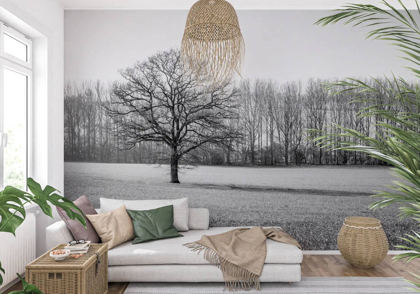 Wandbild „Morgenstimmung auf der nebligen Wiese“