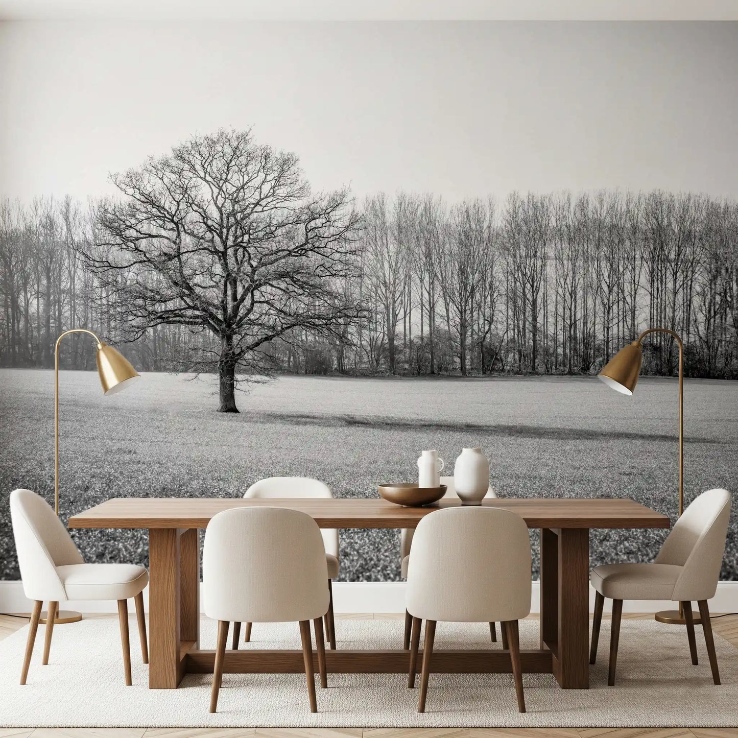 Wandbild „Morgenstimmung auf der nebligen Wiese“