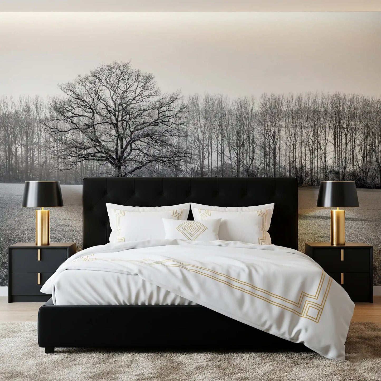 Wandbild „Morgenstimmung auf der nebligen Wiese“