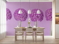 Symmetrische Lavendelblüten-Kugeln als Wandbild
