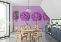Symmetrische Lavendelblüten-Kugeln als Wandbild