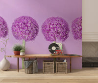 Symmetrische Lavendelblüten-Kugeln als Wandbild