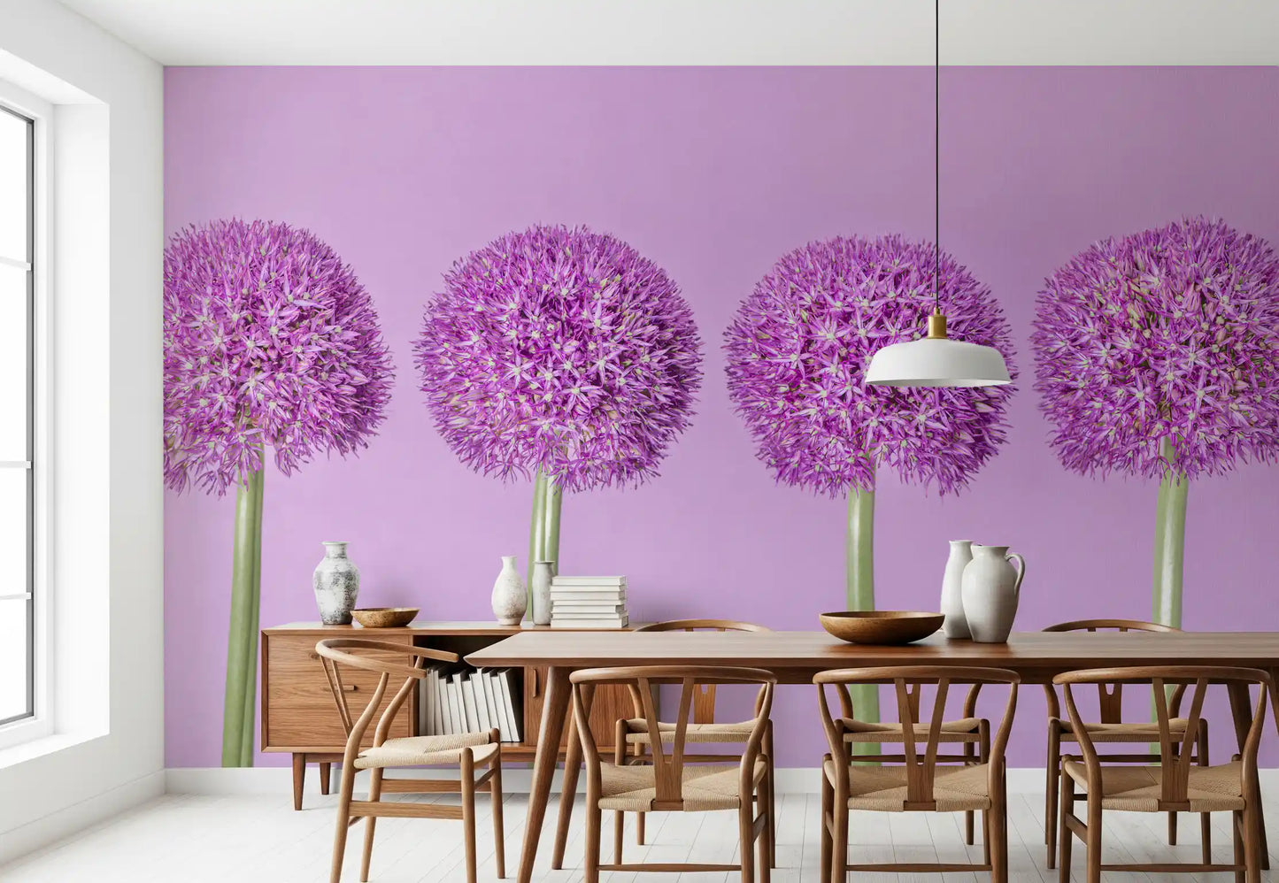 Symmetrische Lavendelblüten-Kugeln als Wandbild