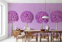 Symmetrische Lavendelblüten-Kugeln als Wandbild