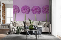 Symmetrische Lavendelblüten-Kugeln als Wandbild