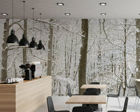 Hushed winter light fills the Woodland Whispers wall mural scene GD12836
