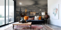 Parliament and the Thames frame a living room in this evening wall mural GD12842
