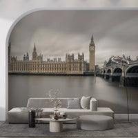 Fresque murale panoramique de Westminster et de Big Ben dans une ambiance atmosphérique