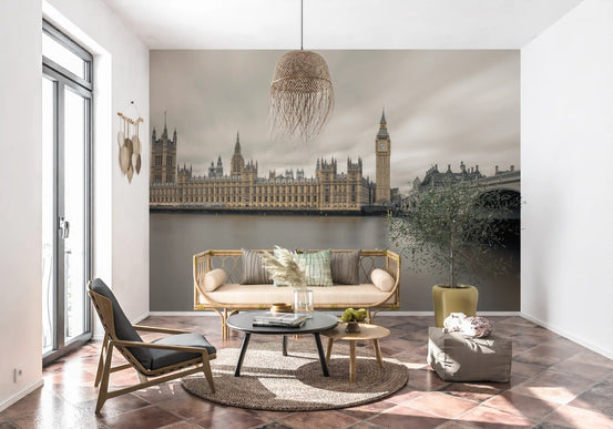 Westminster Big Ben-muurschildering met sfeervol uitzicht