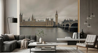 Fresque murale panoramique de Westminster et de Big Ben dans une ambiance atmosphérique