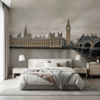Fresque murale panoramique de Westminster et de Big Ben dans une ambiance atmosphérique